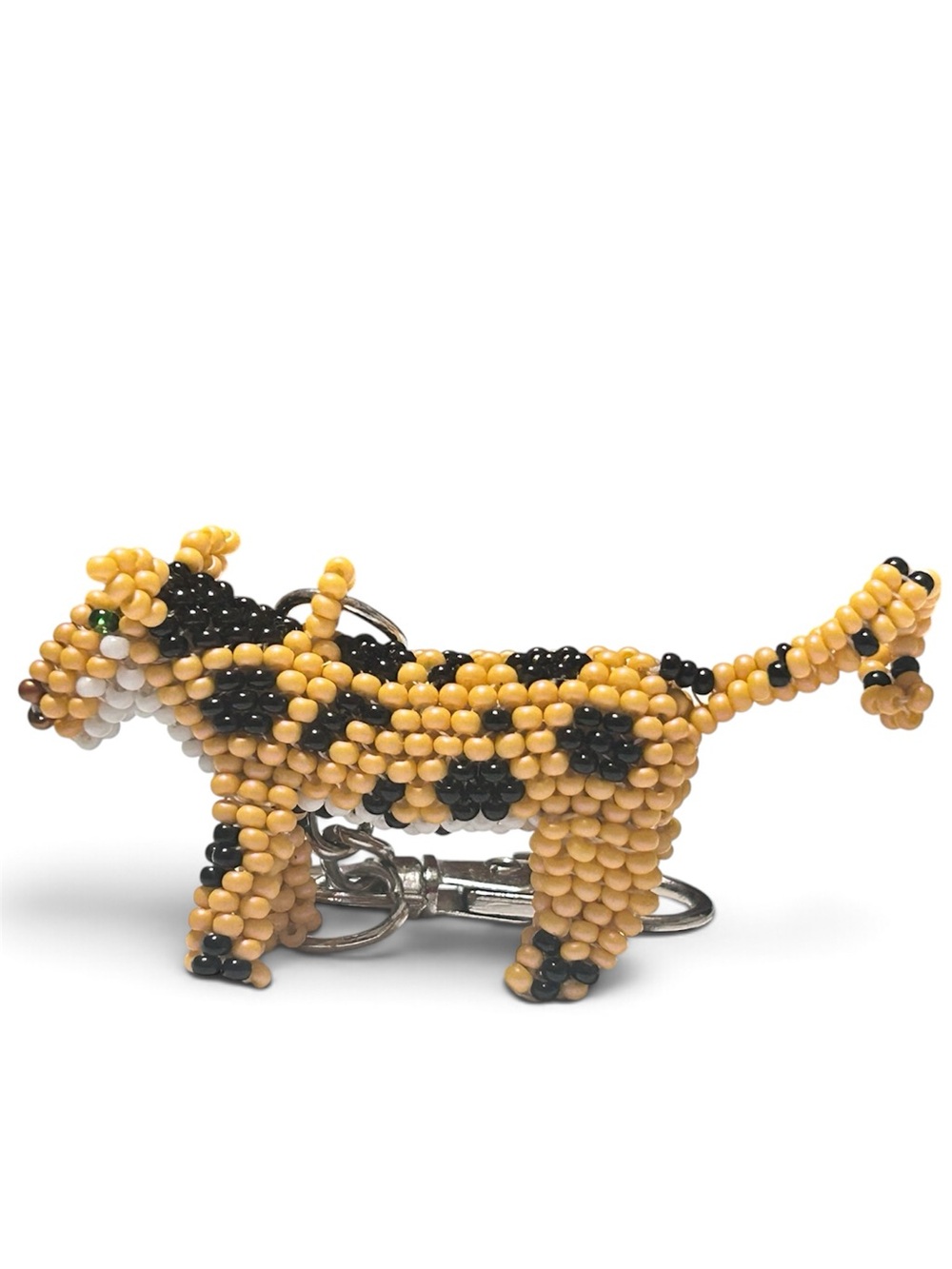 GrandmaMia 3D Savannah Cat MIYUKI DELICA Glass Bead Bag Charm Handmade NWT - Picture 2 of 4